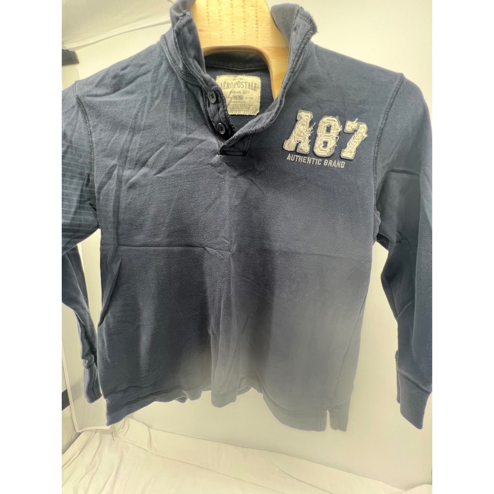 Aeropostale A87 Authentic Brand Navy Blue Long‎ Sleeve Rugby Shirt